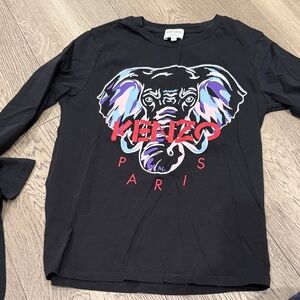 Kenzo Kids Black and Purple Elephant Long Sleeve Tee